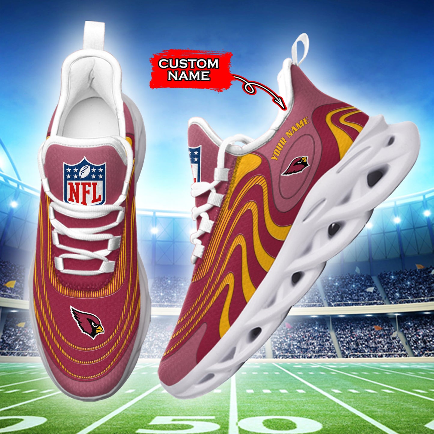 Ideafootwear Arizona Cardinals NFL Max Soul Shoes Sneakers For Men And Women