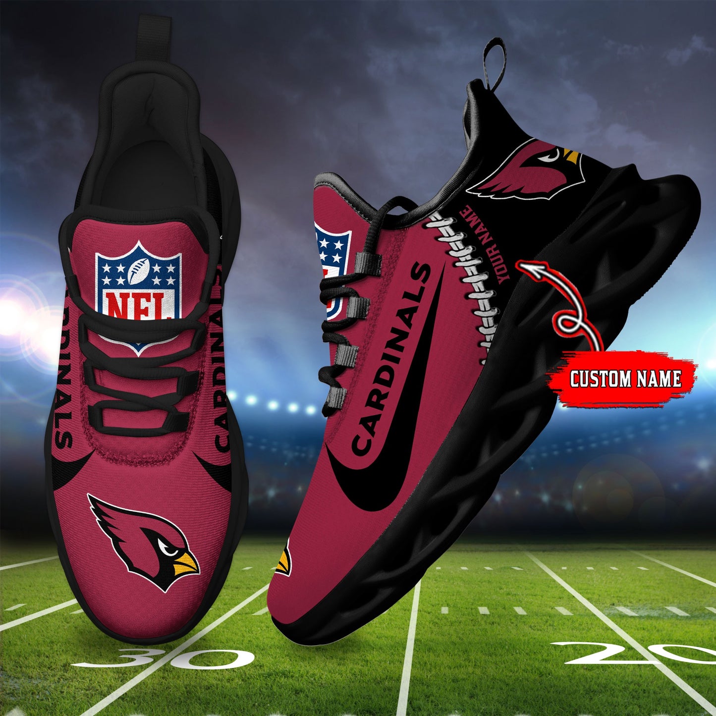 Ideafootwear Arizona Cardinals NFL Max Soul Shoes Sneakers For Men And Women