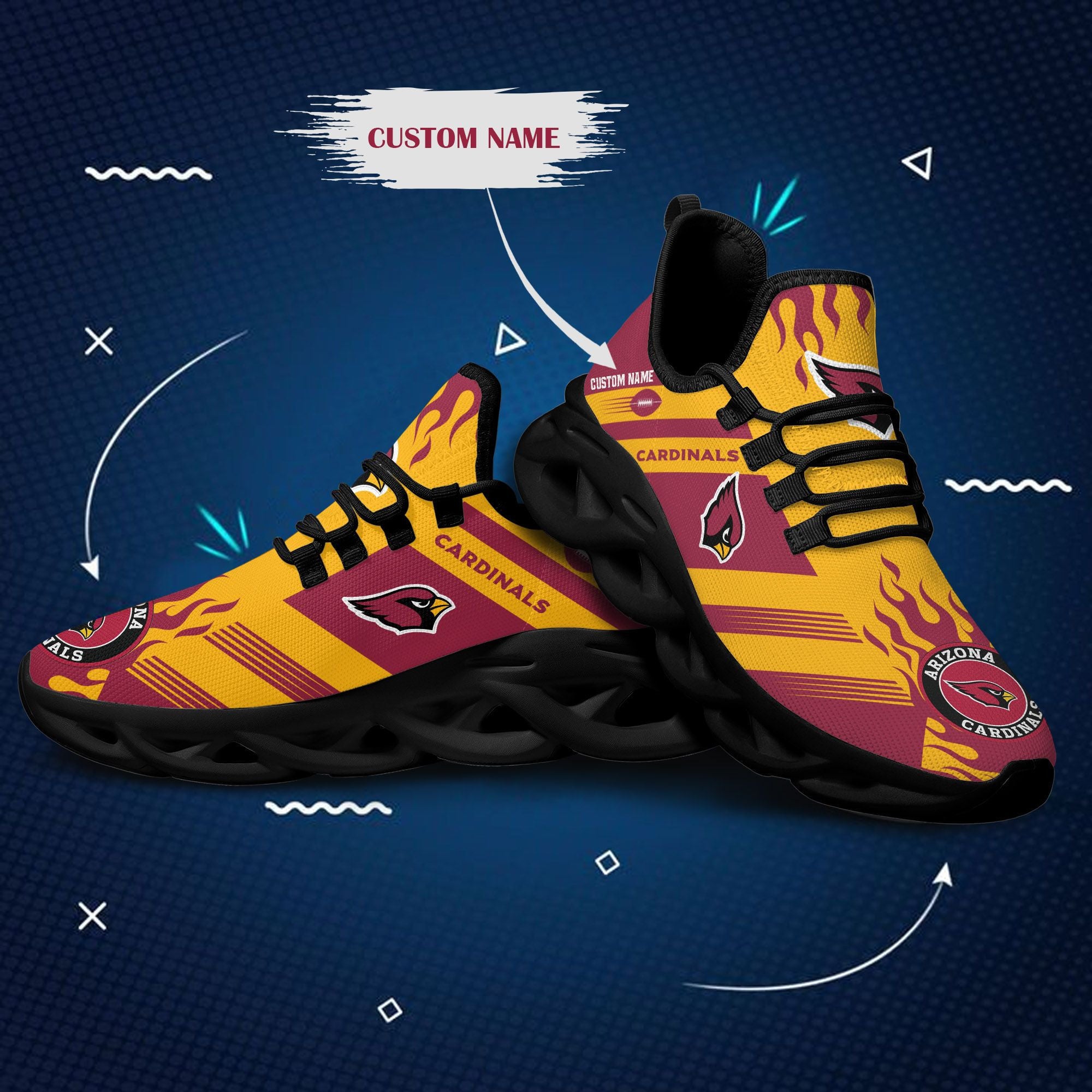 Ideafootwear Arizona Cardinals NFL Max Soul Shoes Sneakers For Men And Women