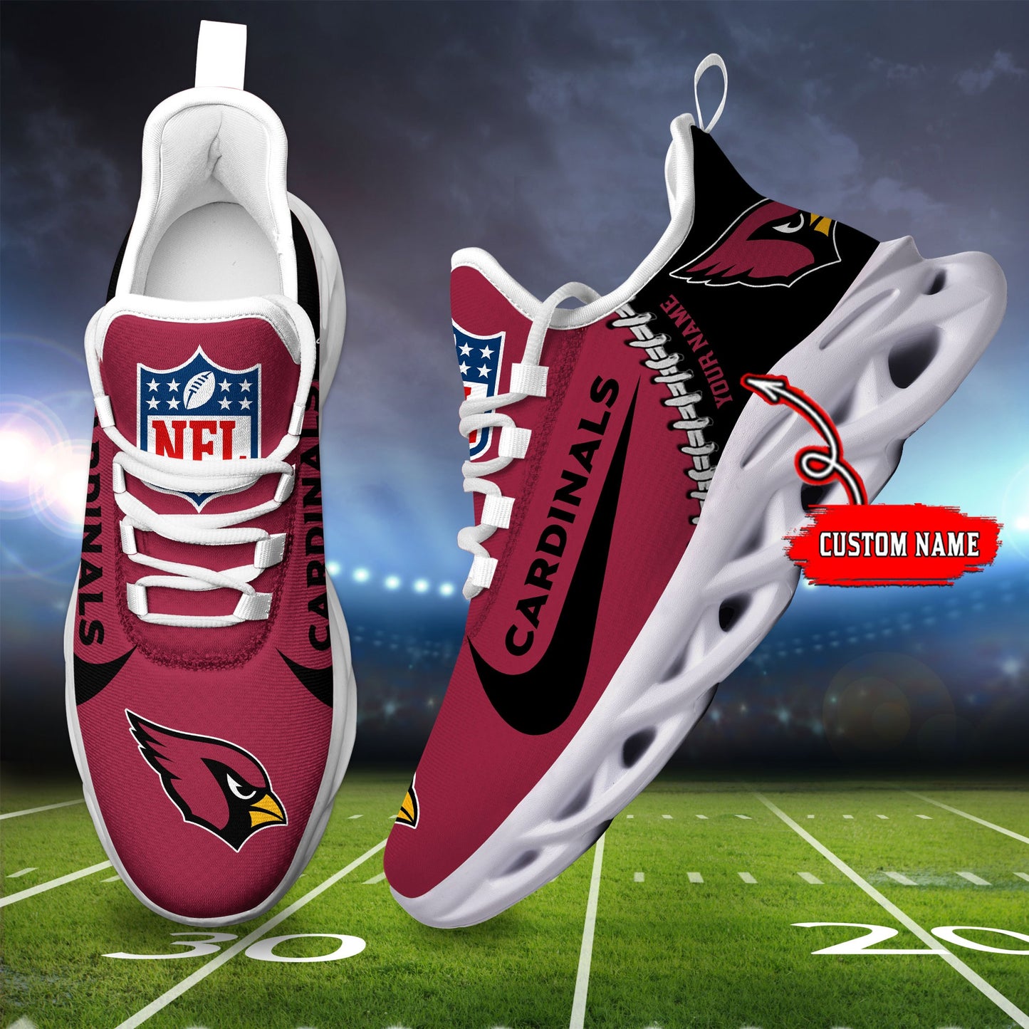 Ideafootwear Arizona Cardinals NFL Max Soul Shoes Sneakers For Men And Women
