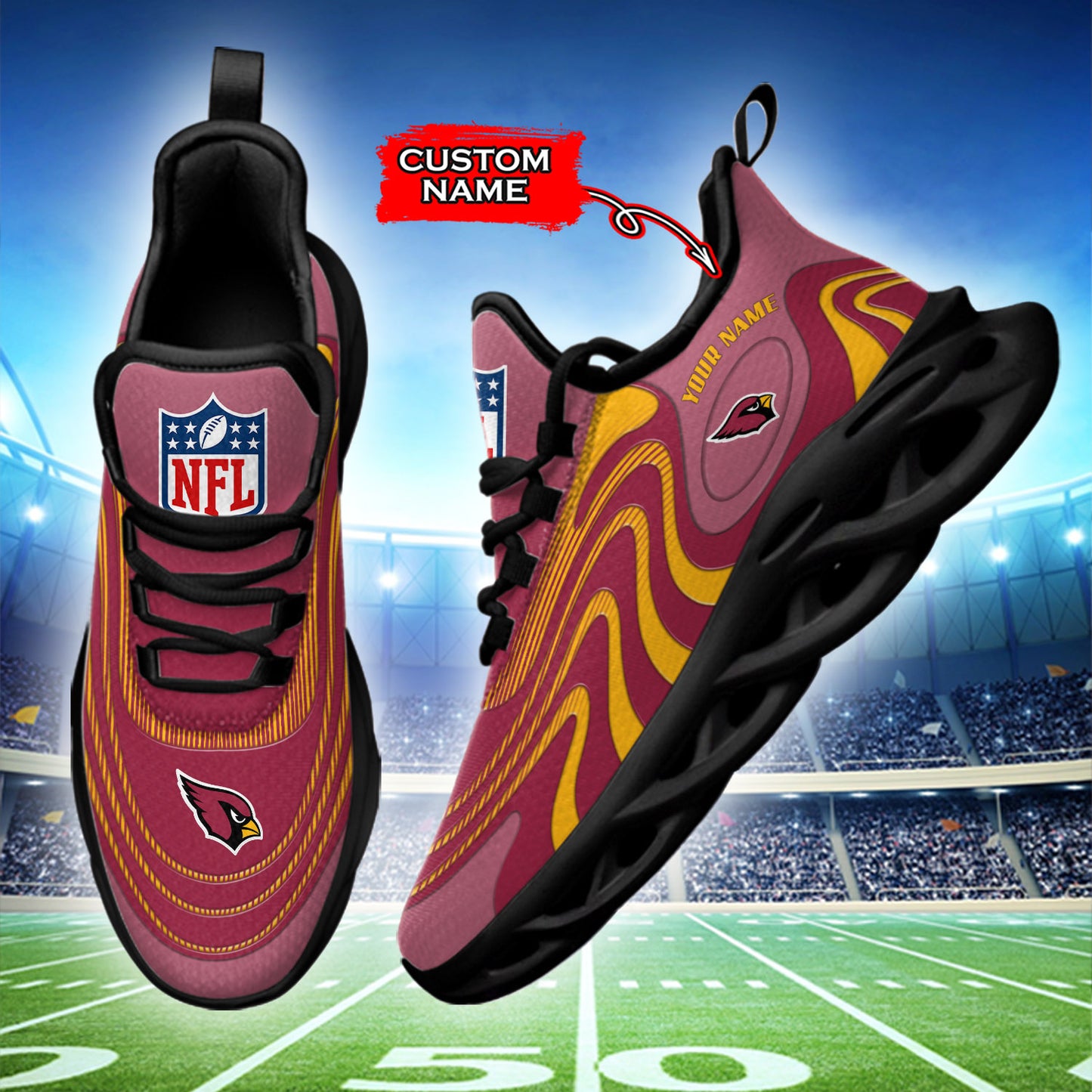 Ideafootwear Arizona Cardinals NFL Max Soul Shoes Sneakers For Men And Women