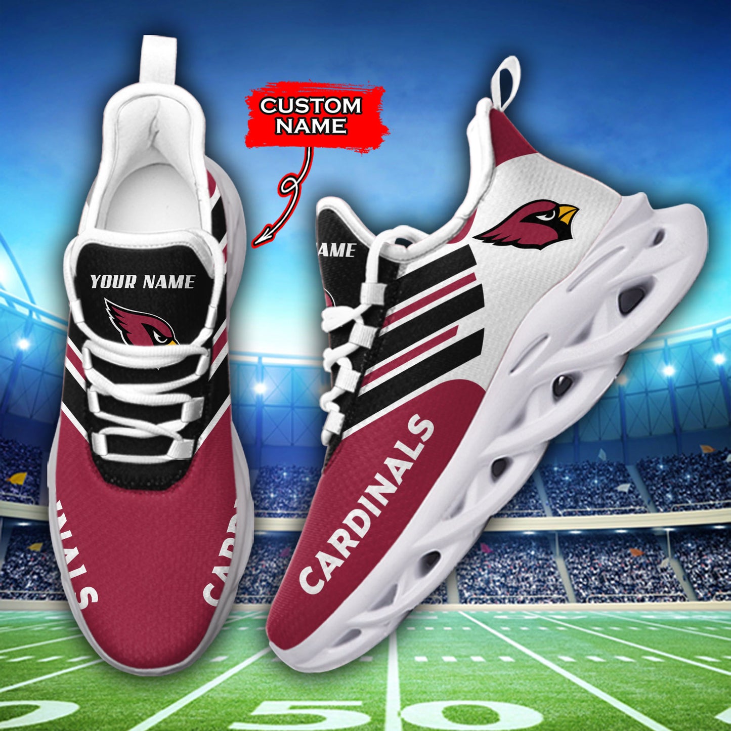 Ideafootwear Arizona Cardinals NFL Max Soul Shoes Sneakers For Men And Women