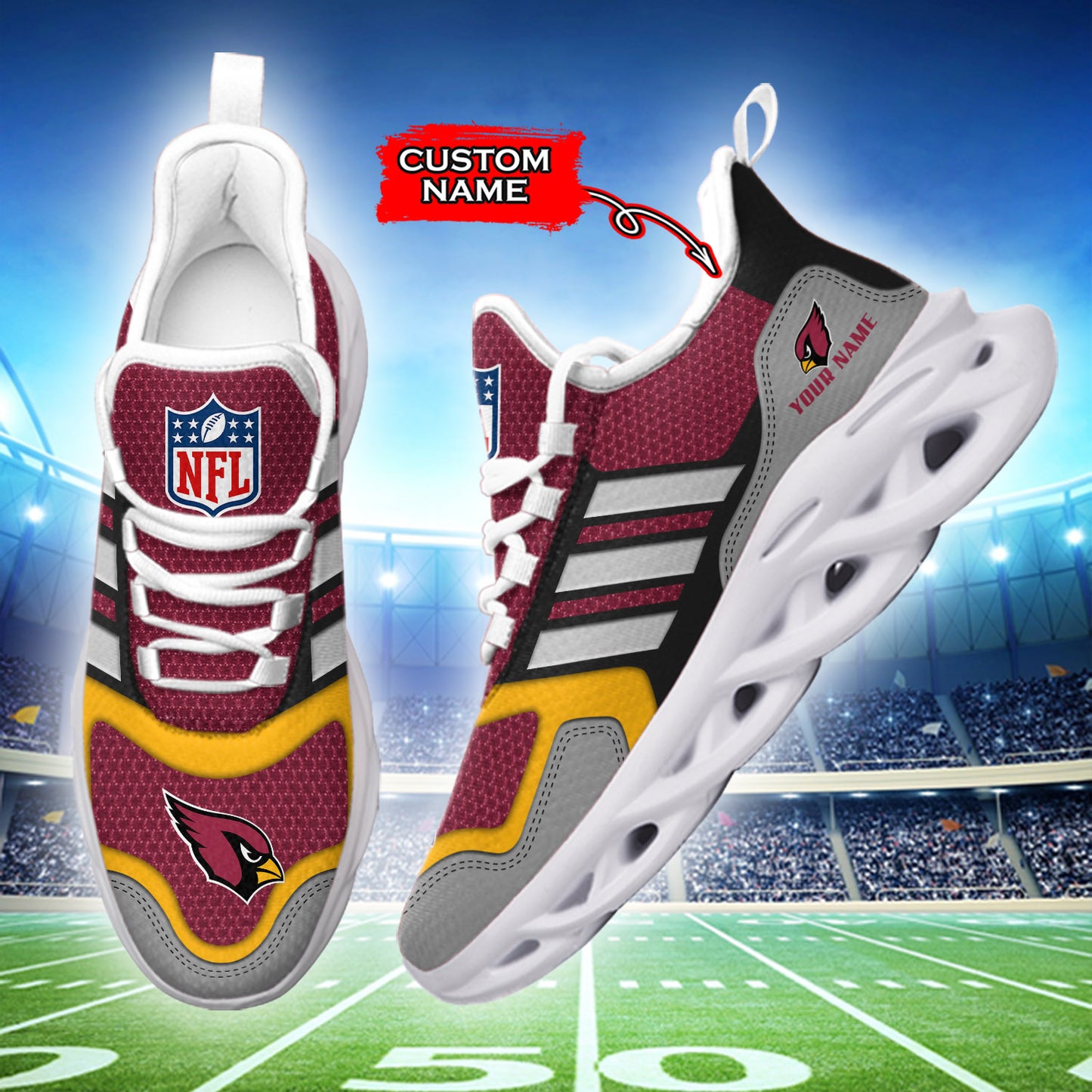 Ideafootwear Arizona Cardinals NFL Max Soul Shoes Sneakers For Men And Women