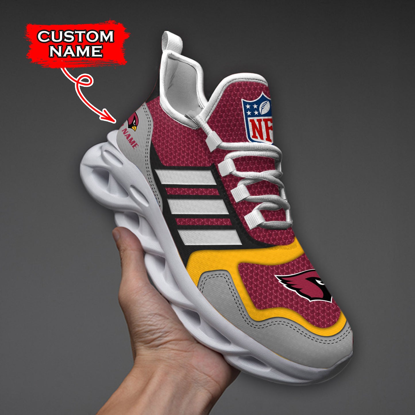 Ideafootwear Arizona Cardinals NFL Max Soul Shoes Sneakers For Men And Women