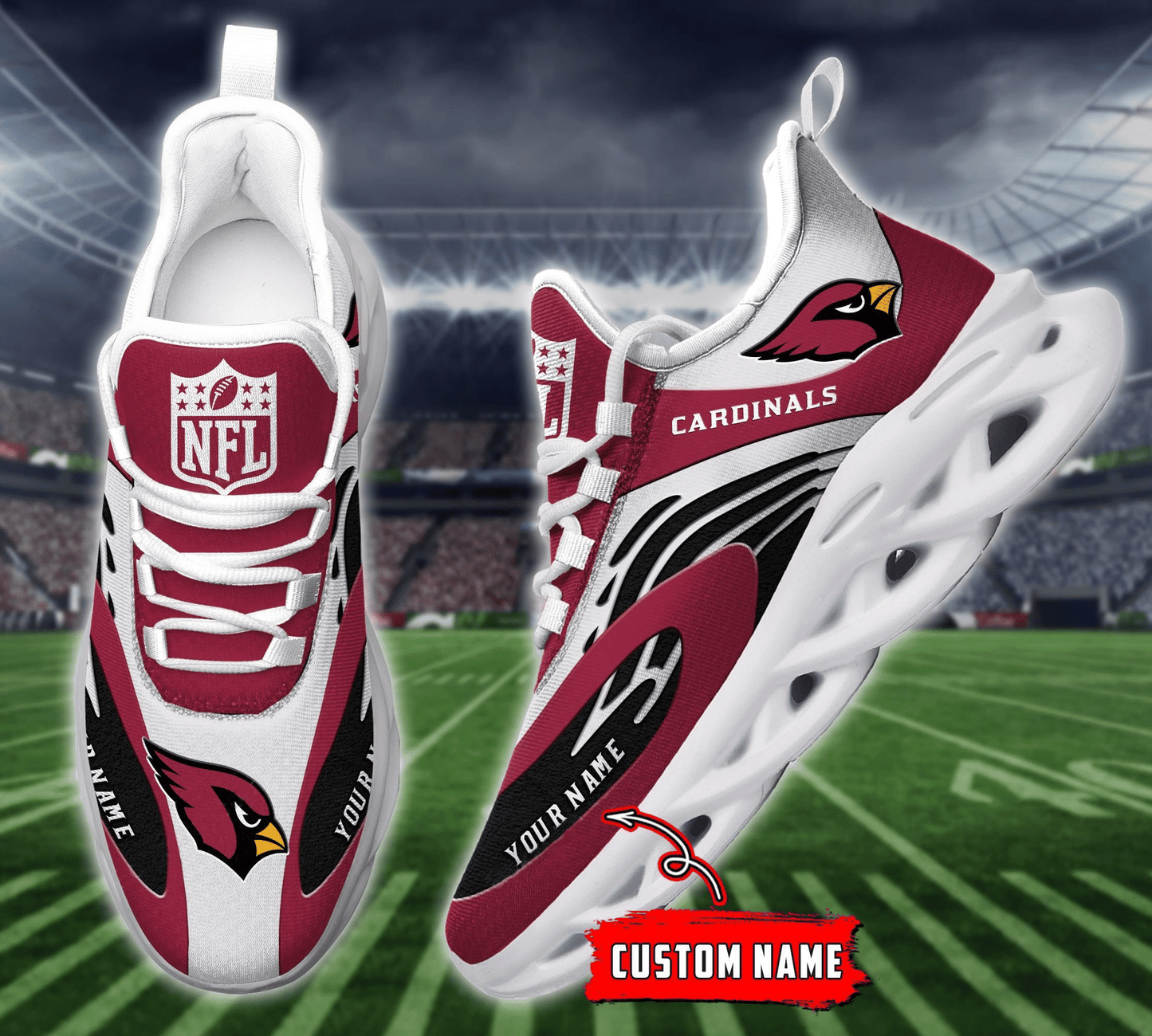 Ideafootwear Arizona Cardinals NFL Max Soul Shoes Sneakers For Men And Women