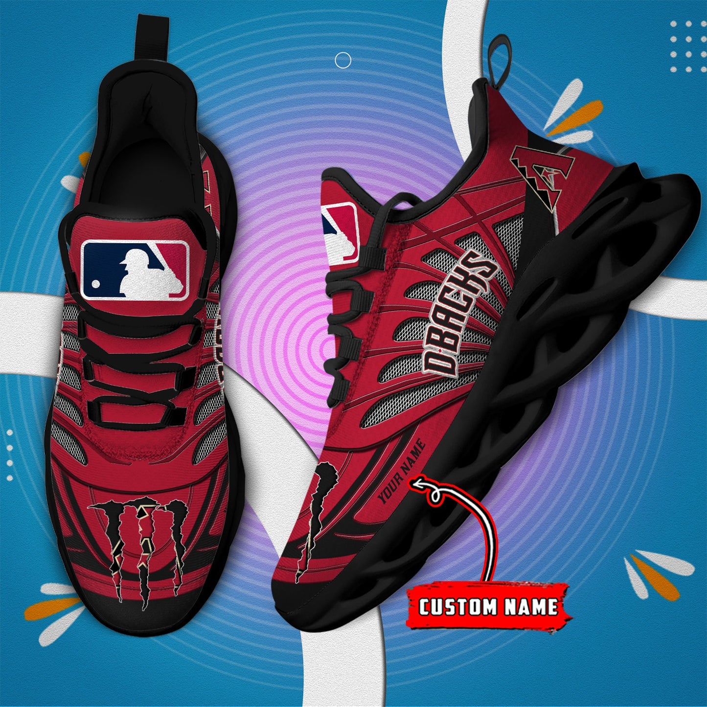 Ideafootwear Arizona Diamondbacks MLB Max Soul Shoes Sneakers For Men And Women