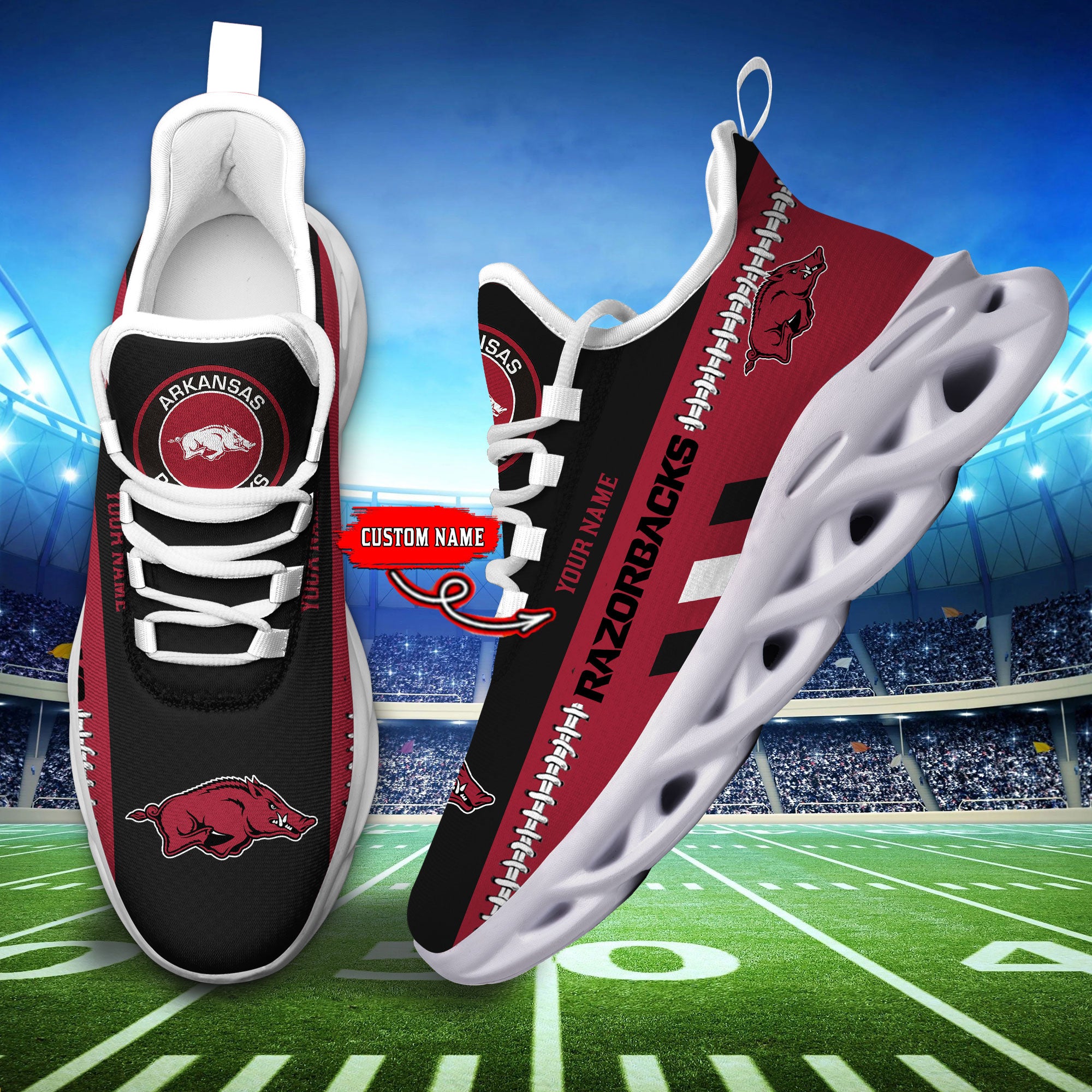 Ideafootwear Arkansas Razorbacks Max Soul Shoes Sneakers For Men And Women