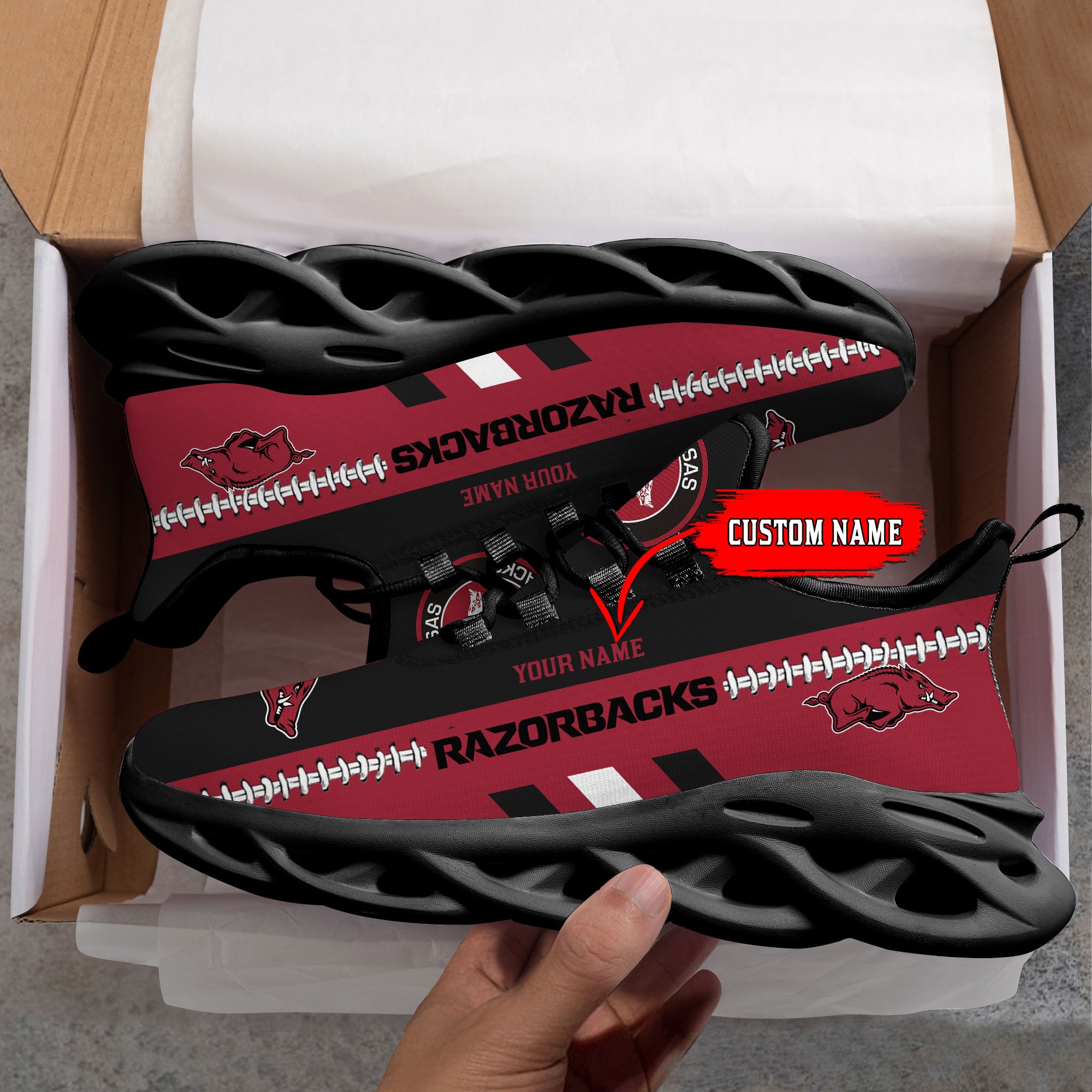 Ideafootwear Arkansas Razorbacks Max Soul Shoes Sneakers For Men And Women