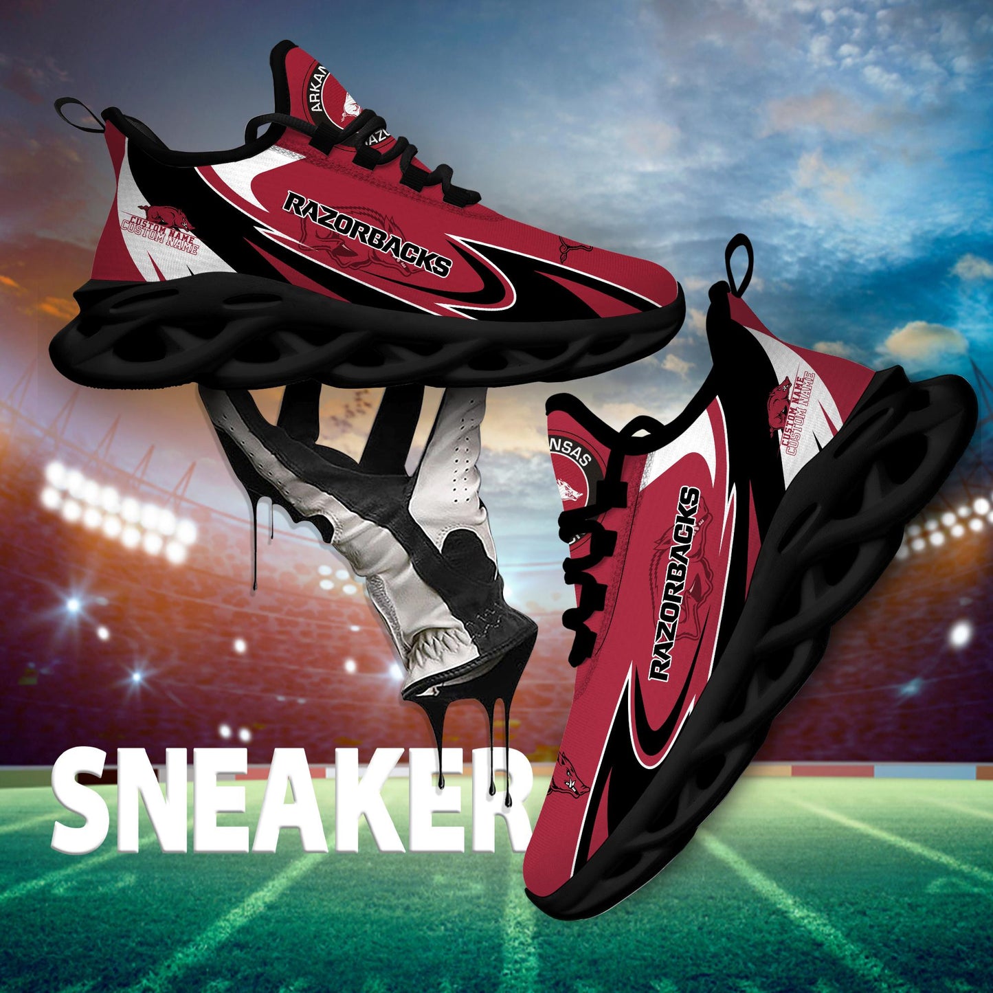 Ideafootwear Arkansas Razorbacks Max Soul Shoes Sneakers For Men And Women