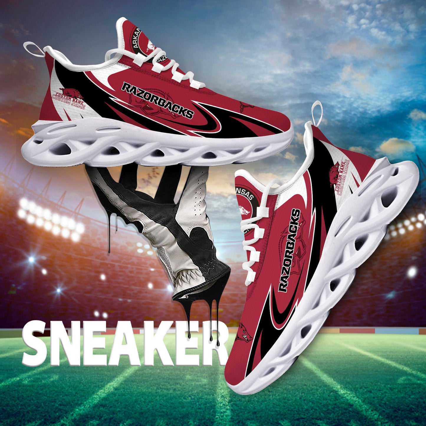 Ideafootwear Arkansas Razorbacks Max Soul Shoes Sneakers For Men And Women