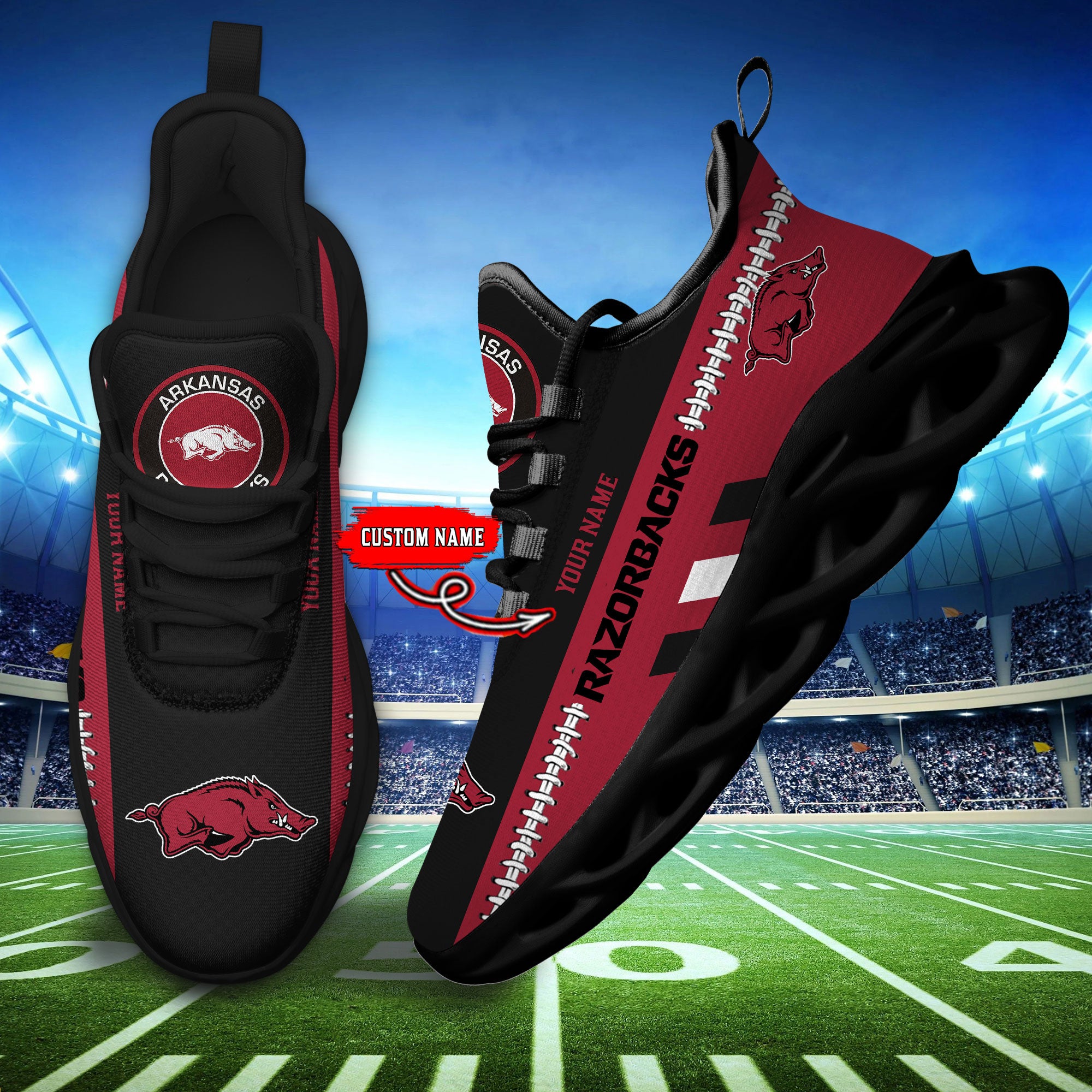 Ideafootwear Arkansas Razorbacks Max Soul Shoes Sneakers For Men And Women