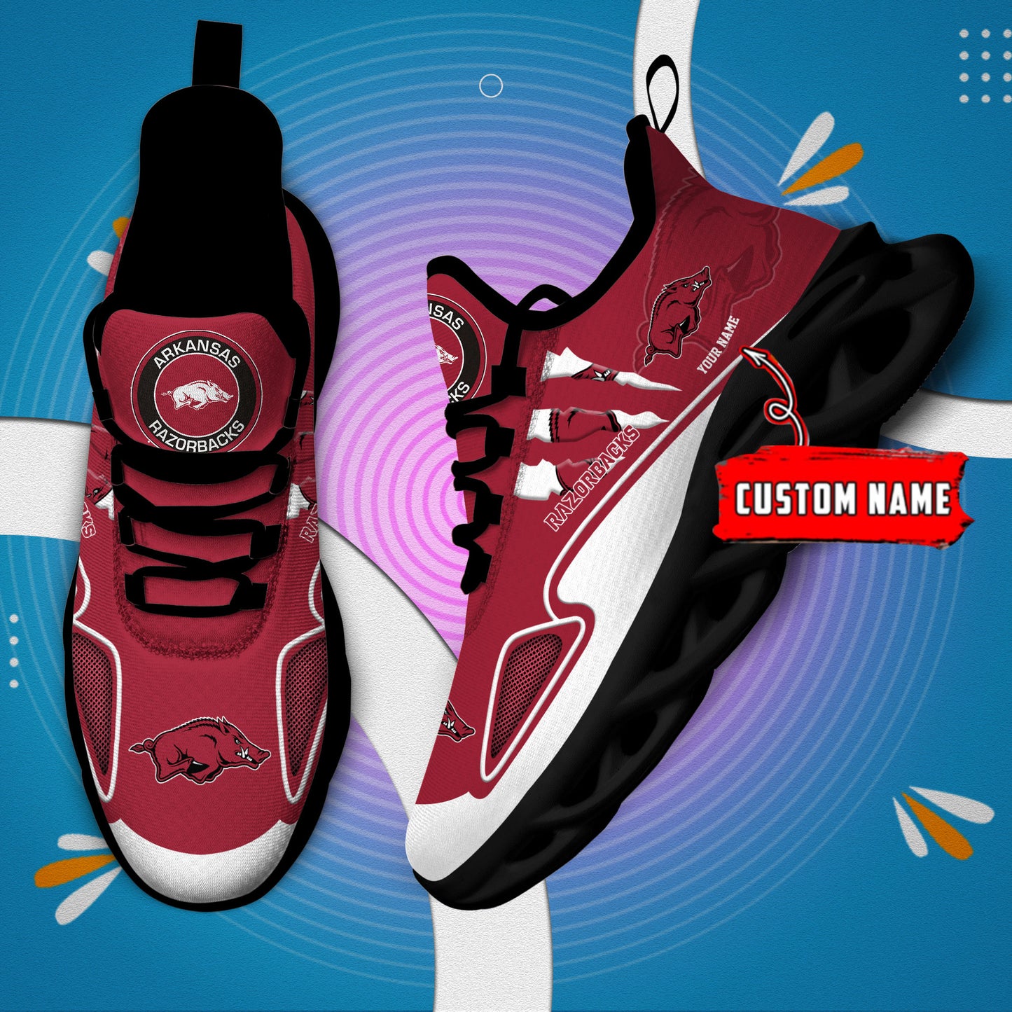 Ideafootwear Arkansas Razorbacks Max Soul Shoes Sneakers For Men And Women