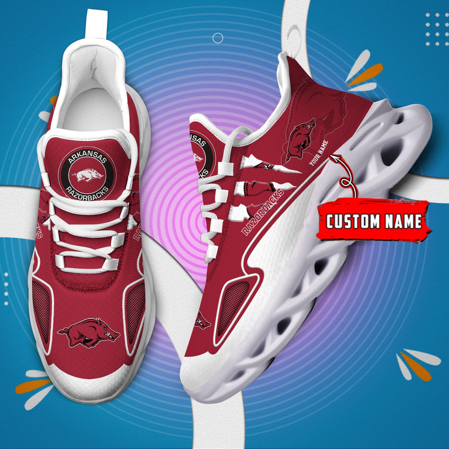 Ideafootwear Arkansas Razorbacks Max Soul Shoes Sneakers For Men And Women