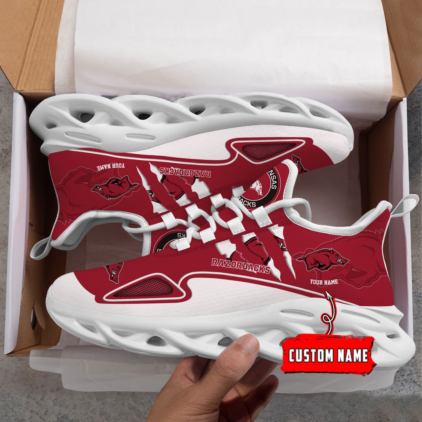Ideafootwear Arkansas Razorbacks Max Soul Shoes Sneakers For Men And Women