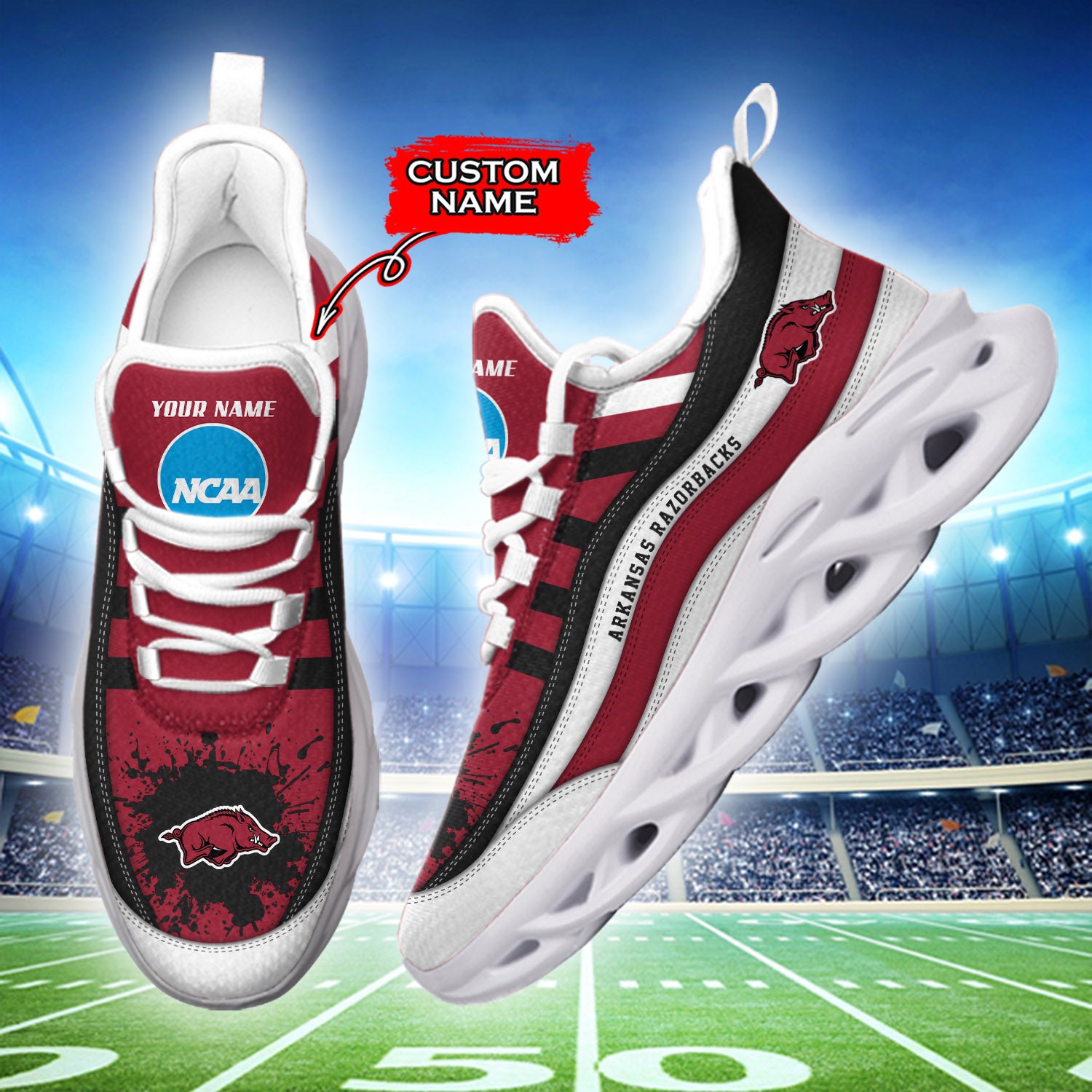 Ideafootwear Arkansas Razorbacks NCAA Max Soul Shoes Sneakers For Men And Women