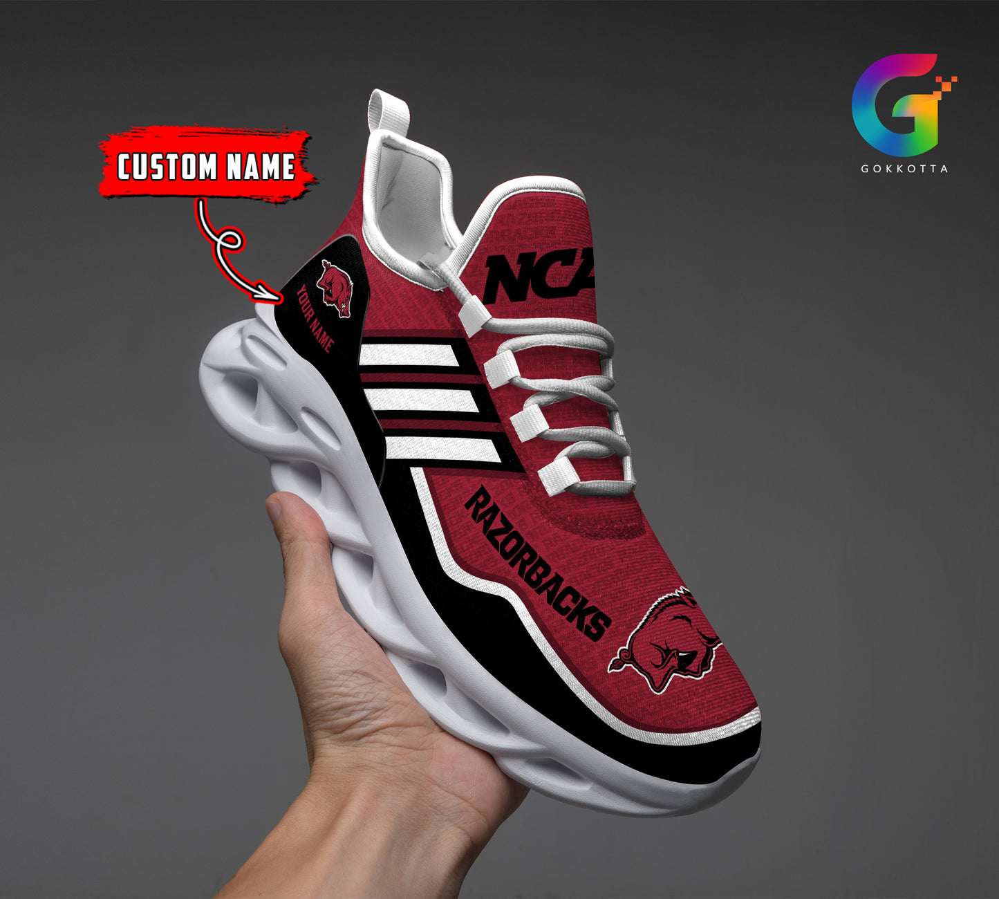 Ideafootwear Arkansas Razorbacks NCAA Max Soul Shoes Sneakers For Men And Women