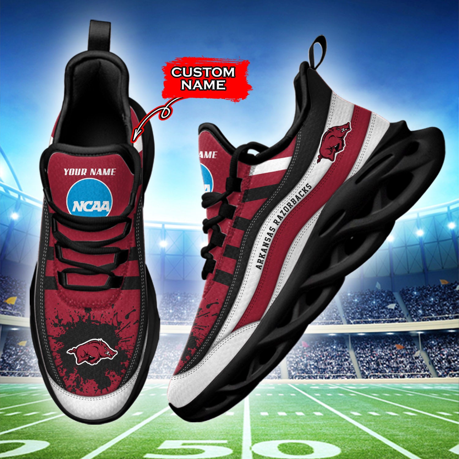 Ideafootwear Arkansas Razorbacks NCAA Max Soul Shoes Sneakers For Men And Women