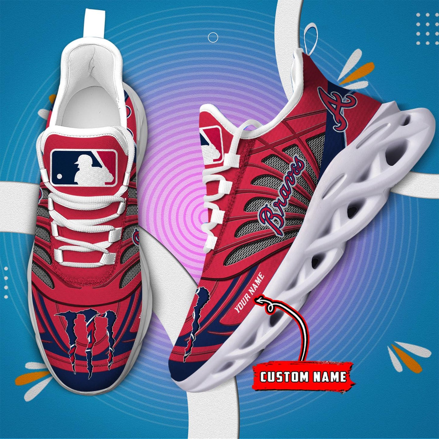 Ideafootwear Atlanta Braves Max Soul Shoes Sneakers For Men And Women