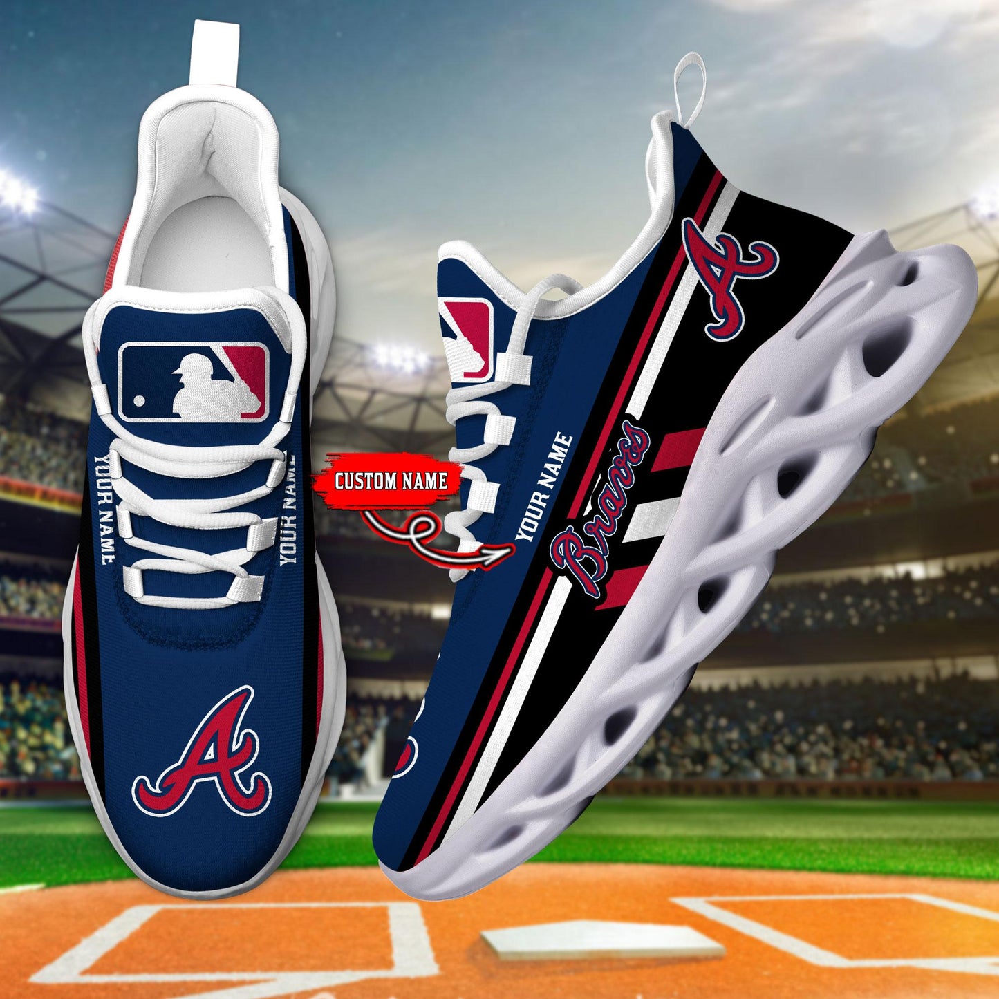 Ideafootwear Atlanta Braves Max Soul Shoes Sneakers For Men And Women