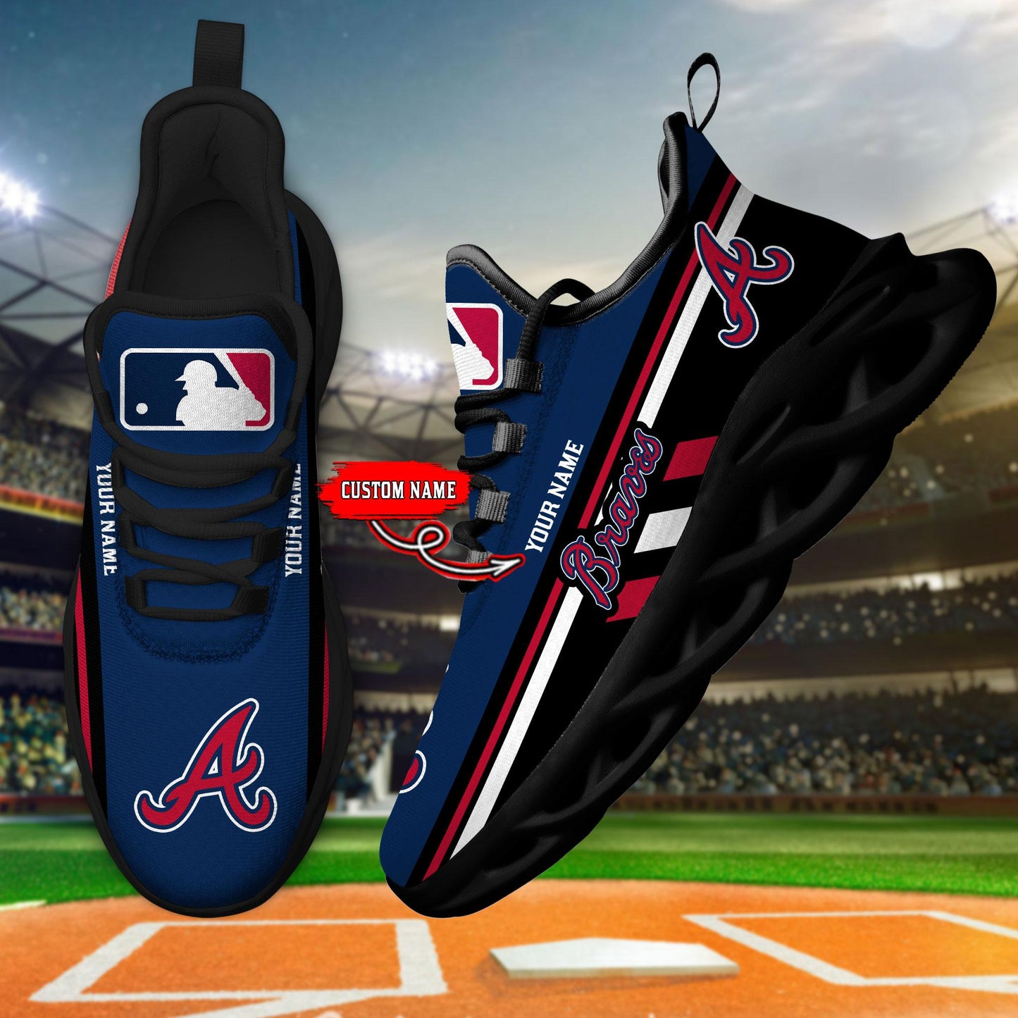 Ideafootwear Atlanta Braves Max Soul Shoes Sneakers For Men And Women