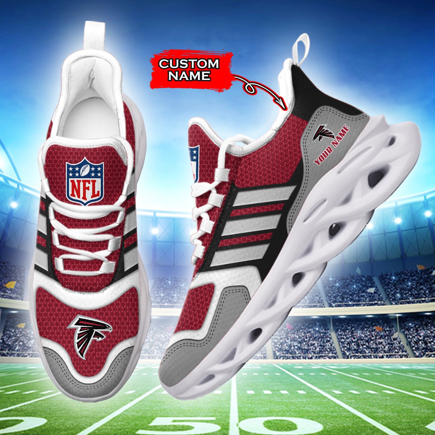 Ideafootwear Atlanta Falcons NFL Max Soul Shoes Sneakers For Men And Women
