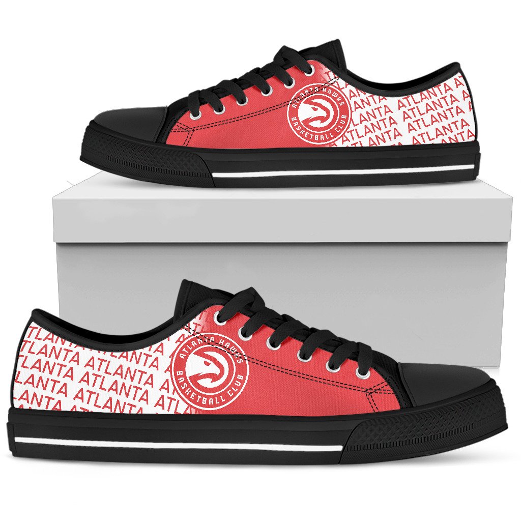 Ideafootwear Atlanta Hawks Low Top Canvas Sneakers Shoes For Men And Women