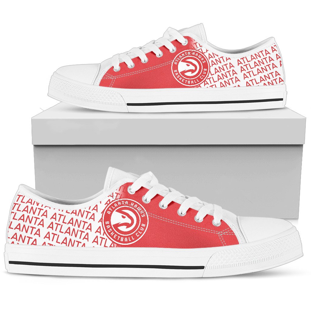 Ideafootwear Atlanta Hawks Low Top Canvas Sneakers Shoes For Men And Women