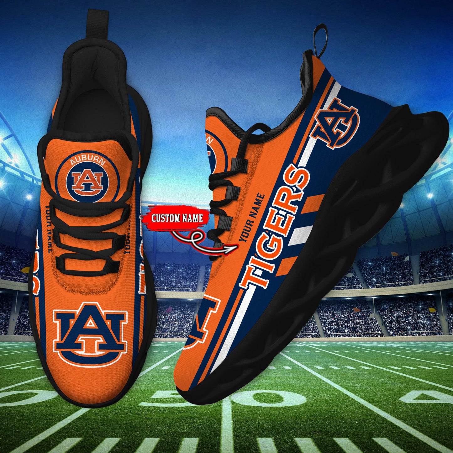 Ideafootwear Auburn Tigers Max Soul Shoes Sneakers For Men And Women