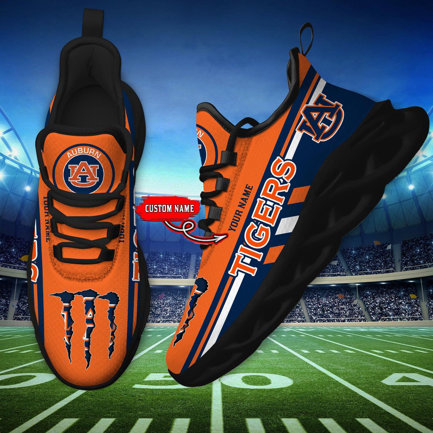 Ideafootwear Auburn Tigers Max Soul Shoes Sneakers For Men And Women