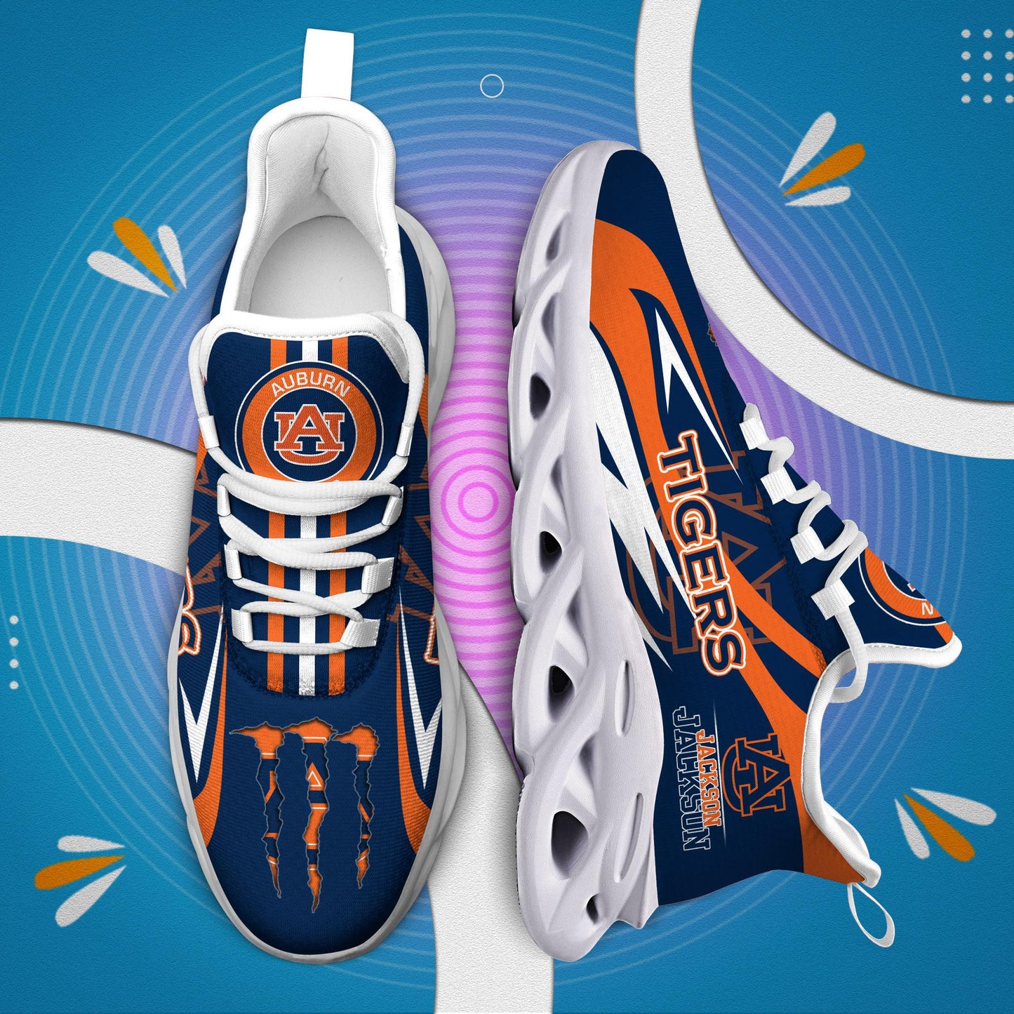 Ideafootwear Auburn Tigers Max Soul Shoes Sneakers For Men And Women