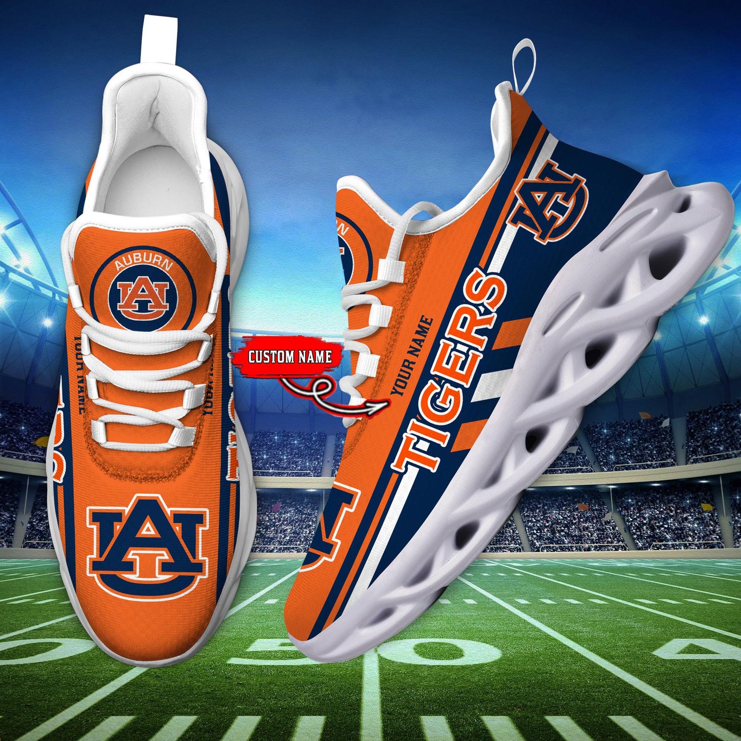 Ideafootwear Auburn Tigers Max Soul Shoes Sneakers For Men And Women