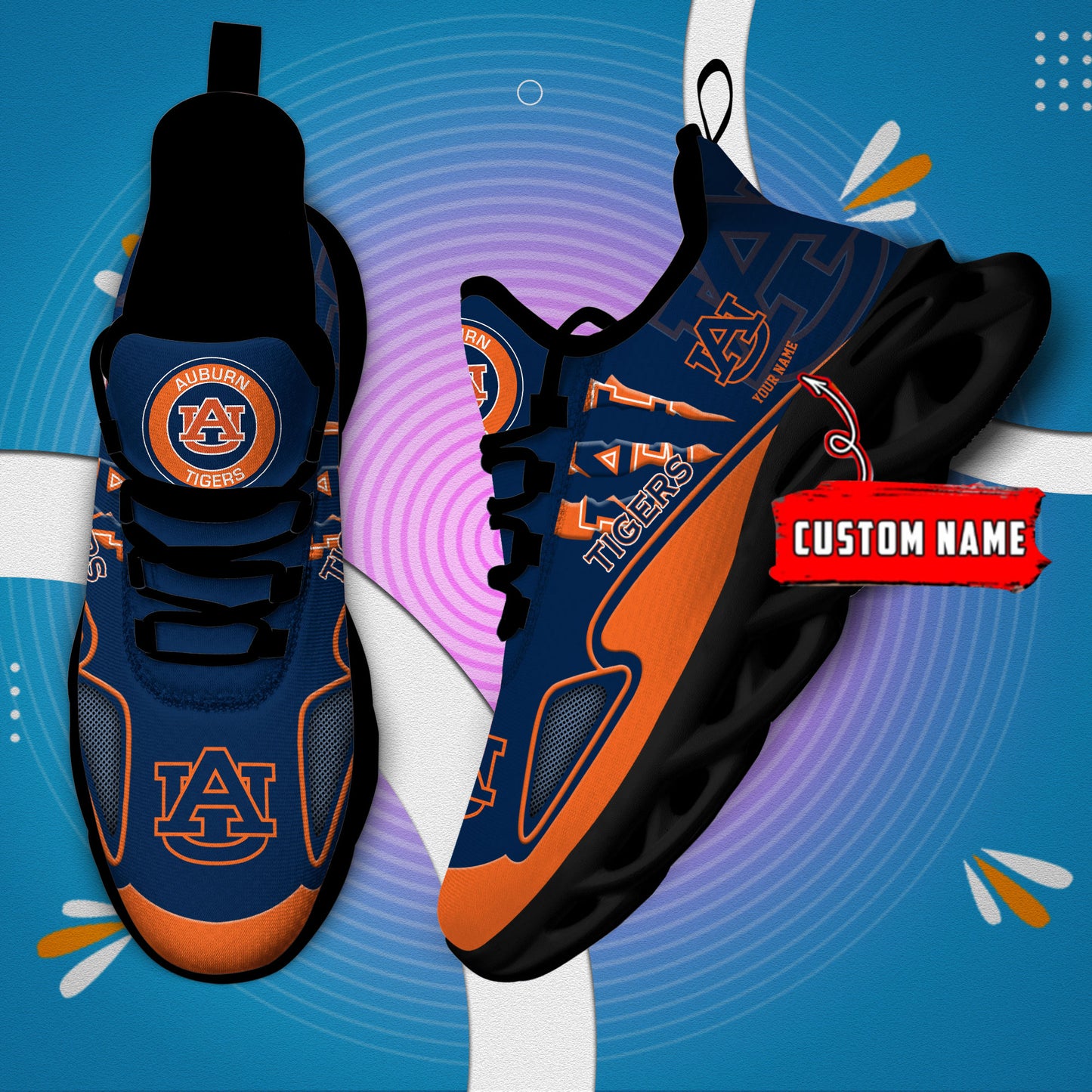 Ideafootwear Auburn Tigers Max Soul Shoes Sneakers For Men And Women