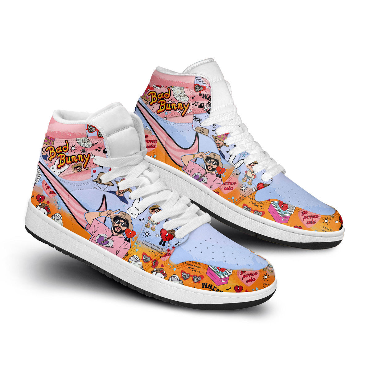 Ideafootwear Bad Bunny AJ1 High Sneakers Shoes For Men And Women