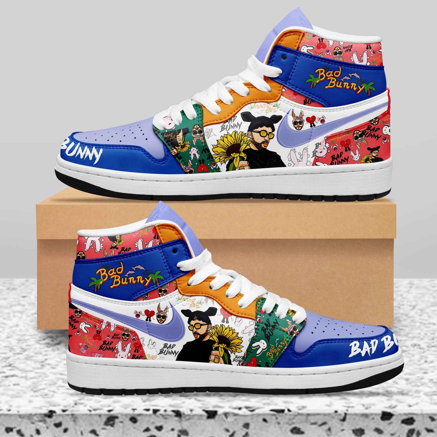 Ideafootwear Bad Bunny AJ1 High Sneakers Shoes For Men And Women