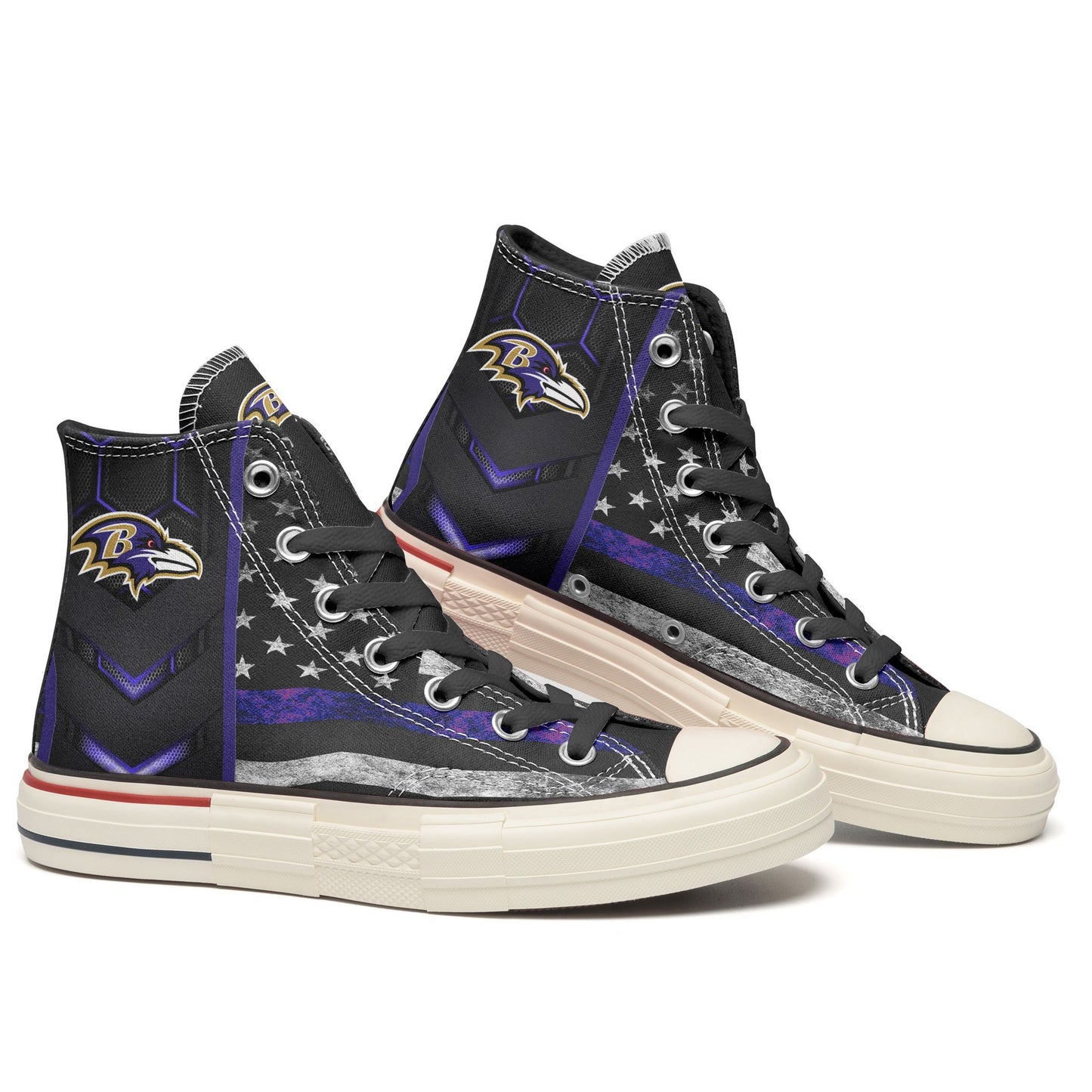 Ideafootwear Baltimore Ravens High Top Canvas Sneakers Shoes For Men And Women