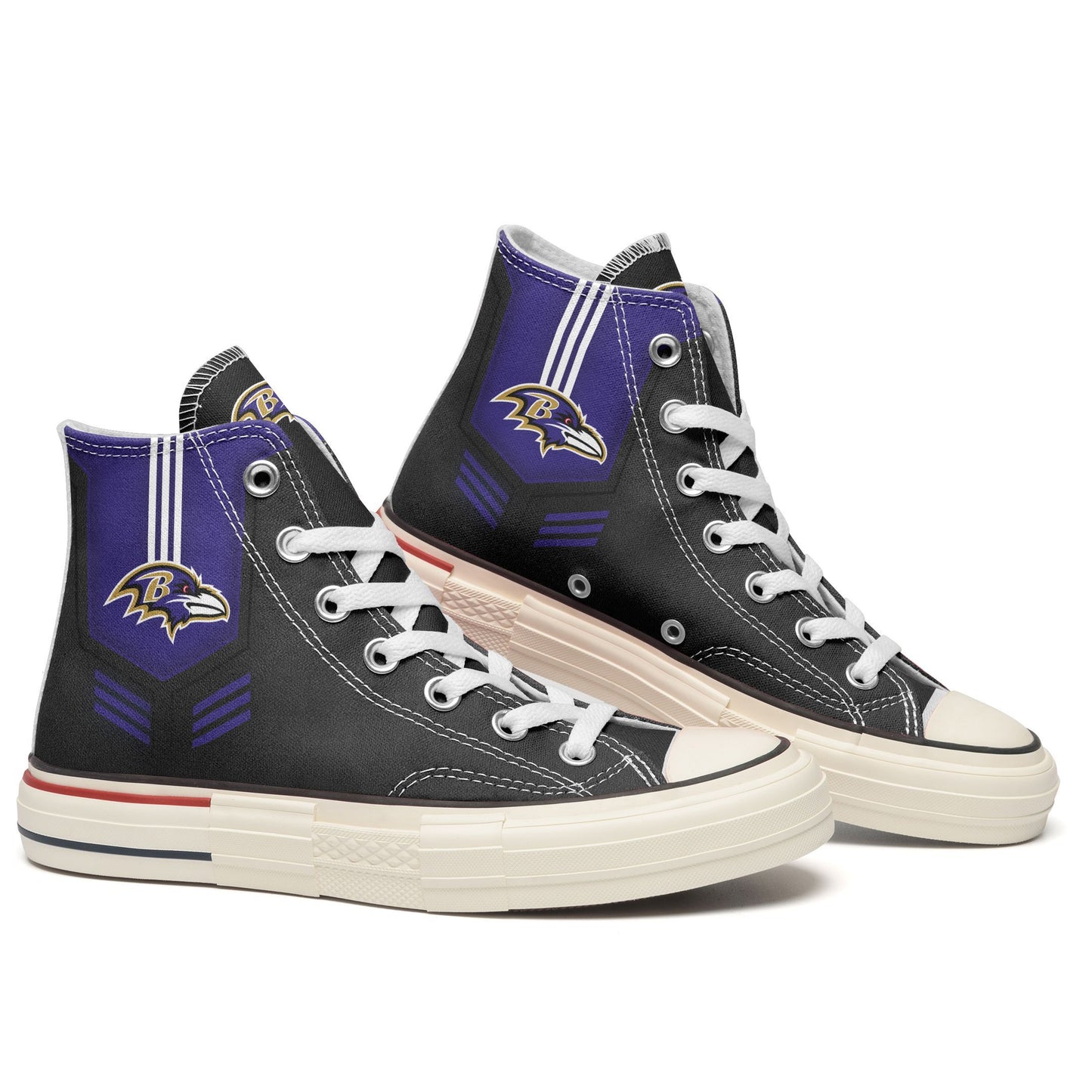 Ideafootwear Baltimore Ravens High Top Canvas Sneakers Shoes For Men And Women