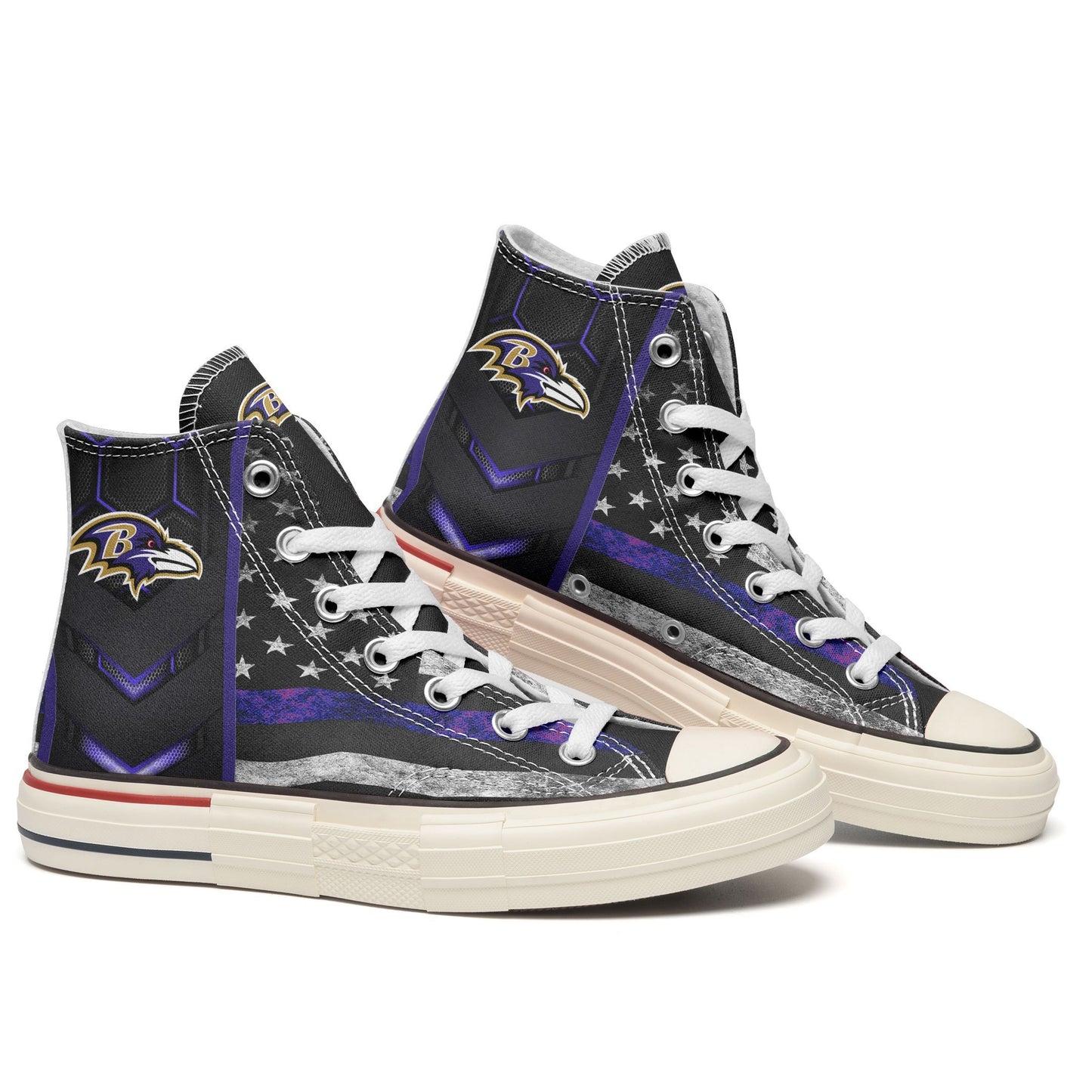 Ideafootwear Baltimore Ravens High Top Canvas Sneakers Shoes For Men And Women