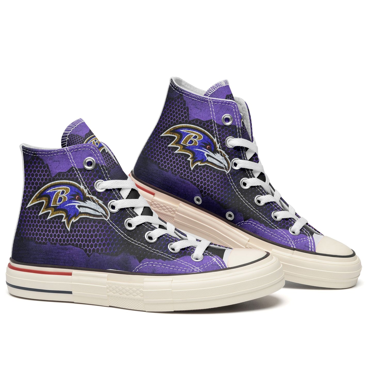 Ideafootwear Baltimore Ravens High Top Canvas Sneakers Shoes For Men And Women