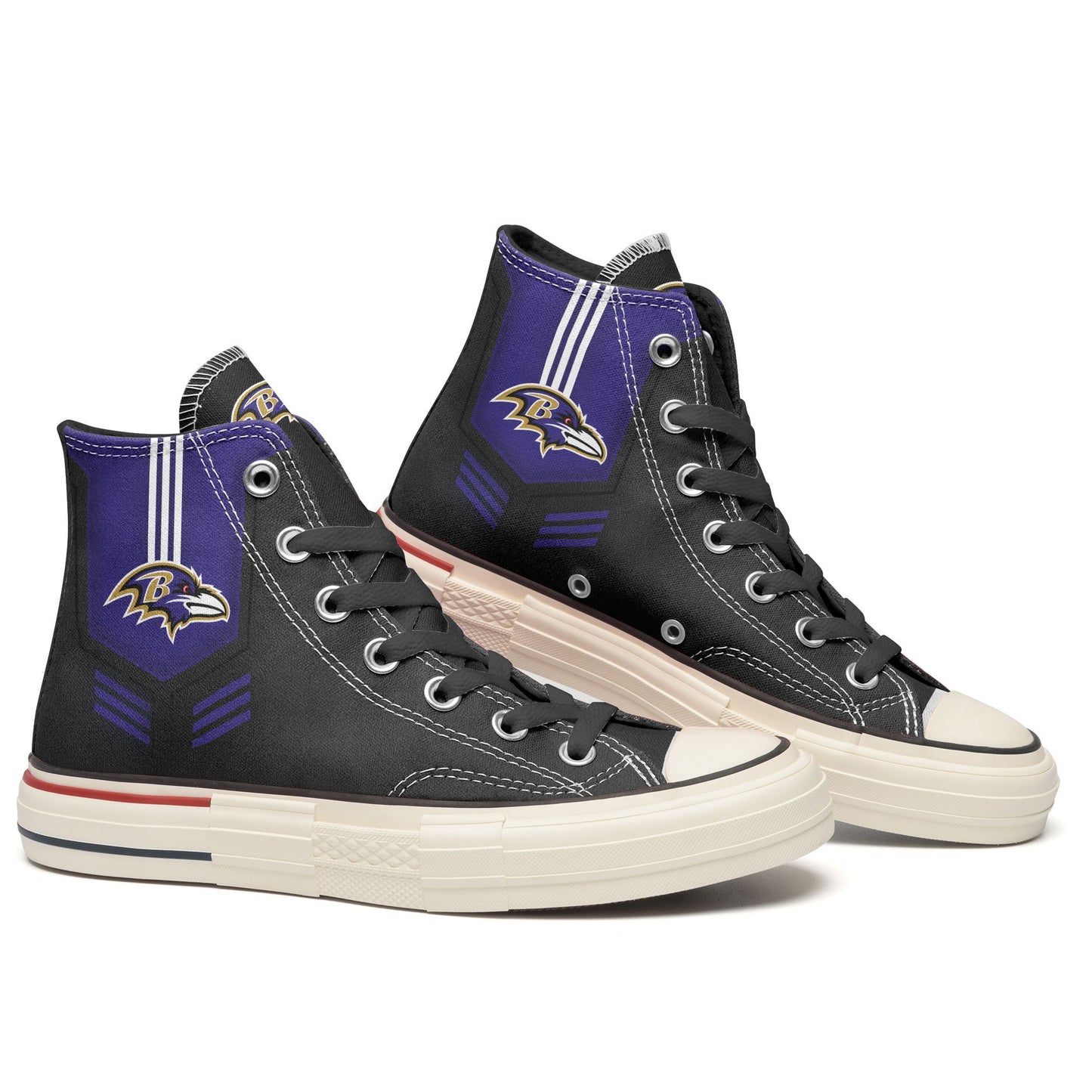 Ideafootwear Baltimore Ravens High Top Canvas Sneakers Shoes For Men And Women