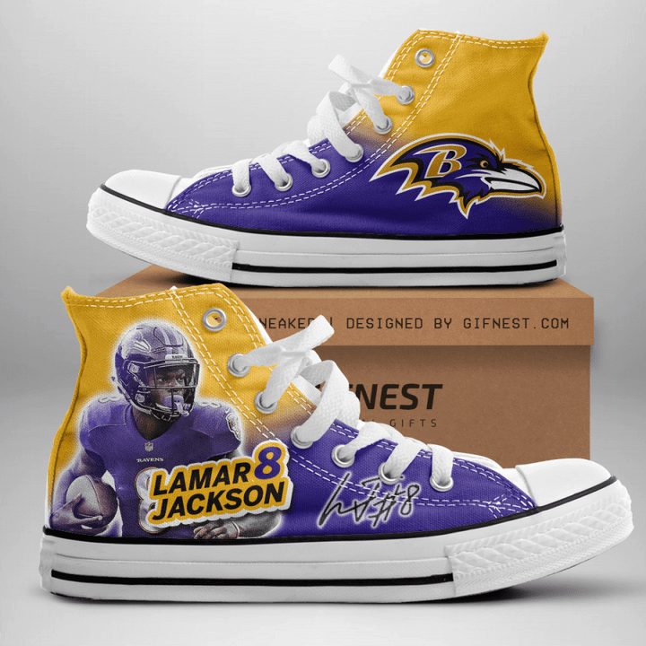 Ideafootwear Baltimore Ravens High Top Canvas Sneakers Shoes For Men And Women