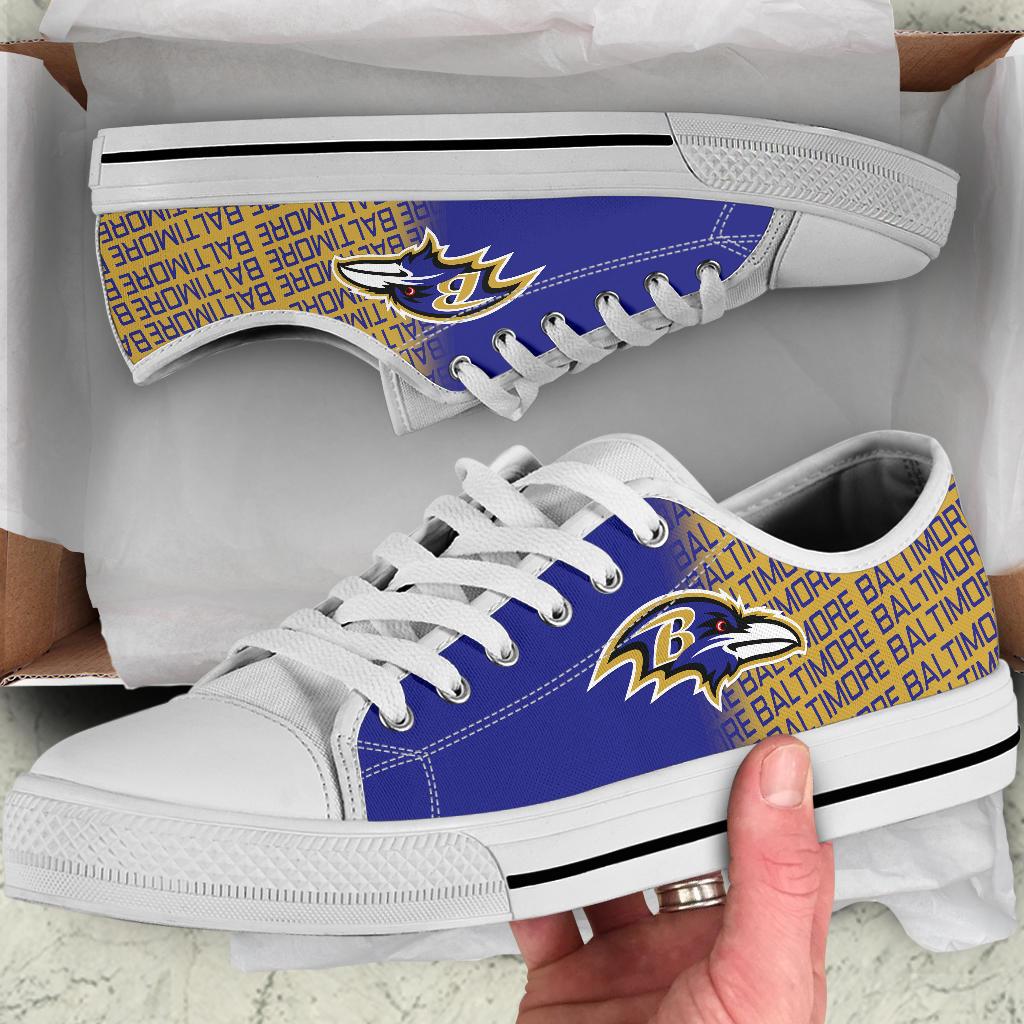 Ideafootwear Baltimore Ravens Low Top Canvas Sneakers Shoes For Men And Women