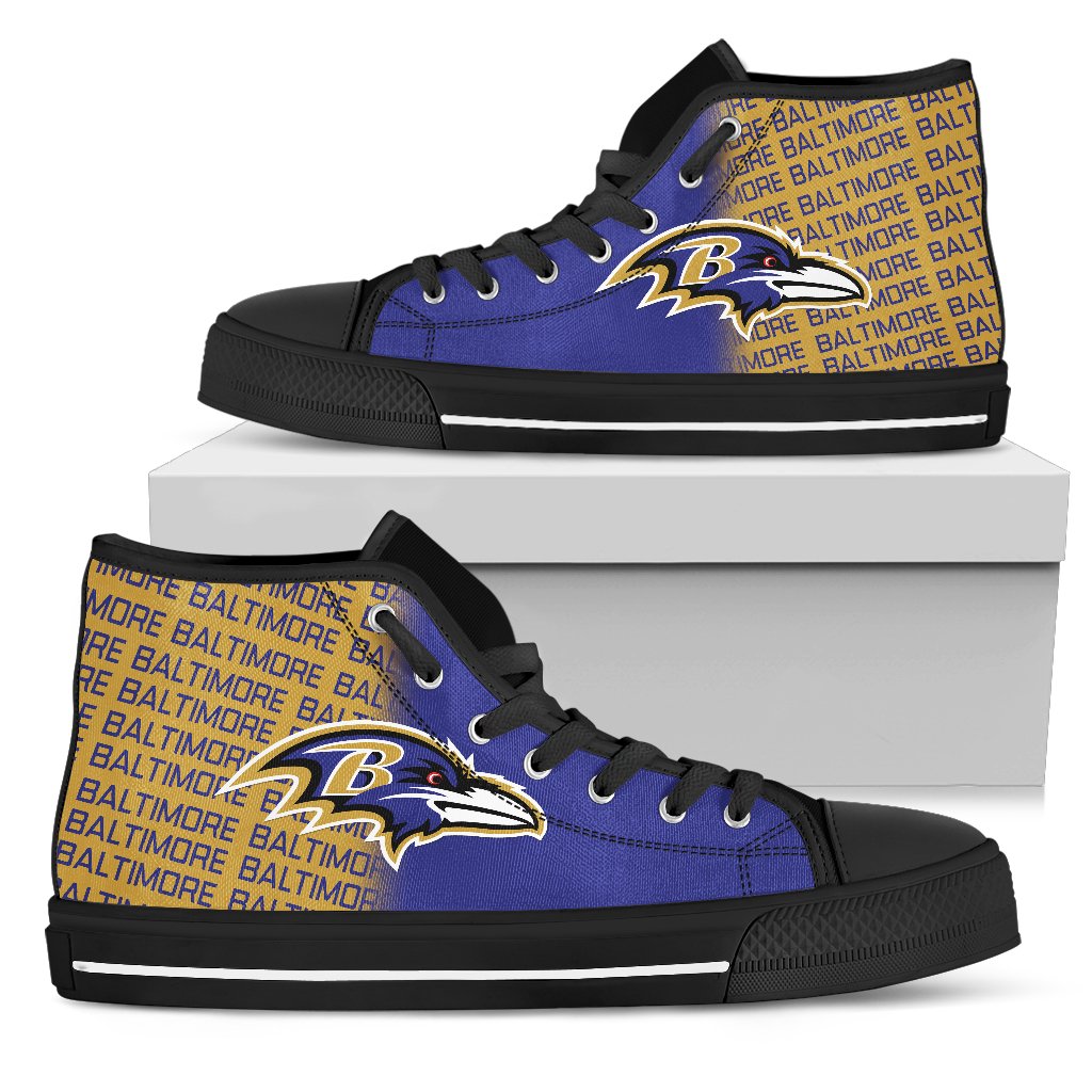 Ideafootwear Baltimore Ravens High Top Canvas Sneakers Shoes For Men And Women