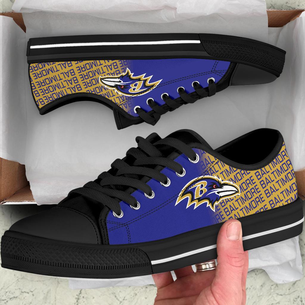 Ideafootwear Baltimore Ravens Low Top Canvas Sneakers Shoes For Men And Women