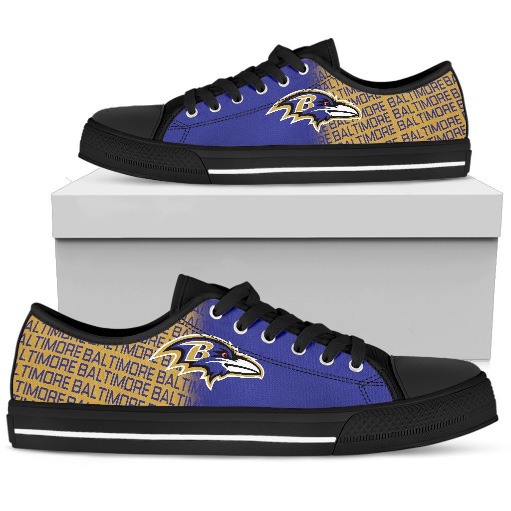 Ideafootwear Baltimore Ravens Low Top Canvas Sneakers Shoes For Men And Women