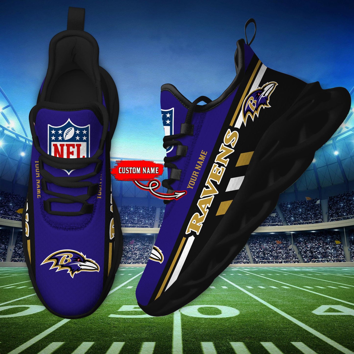 Ideafootwear Baltimore Ravens Max Soul Shoes Sneakers For Men And Women