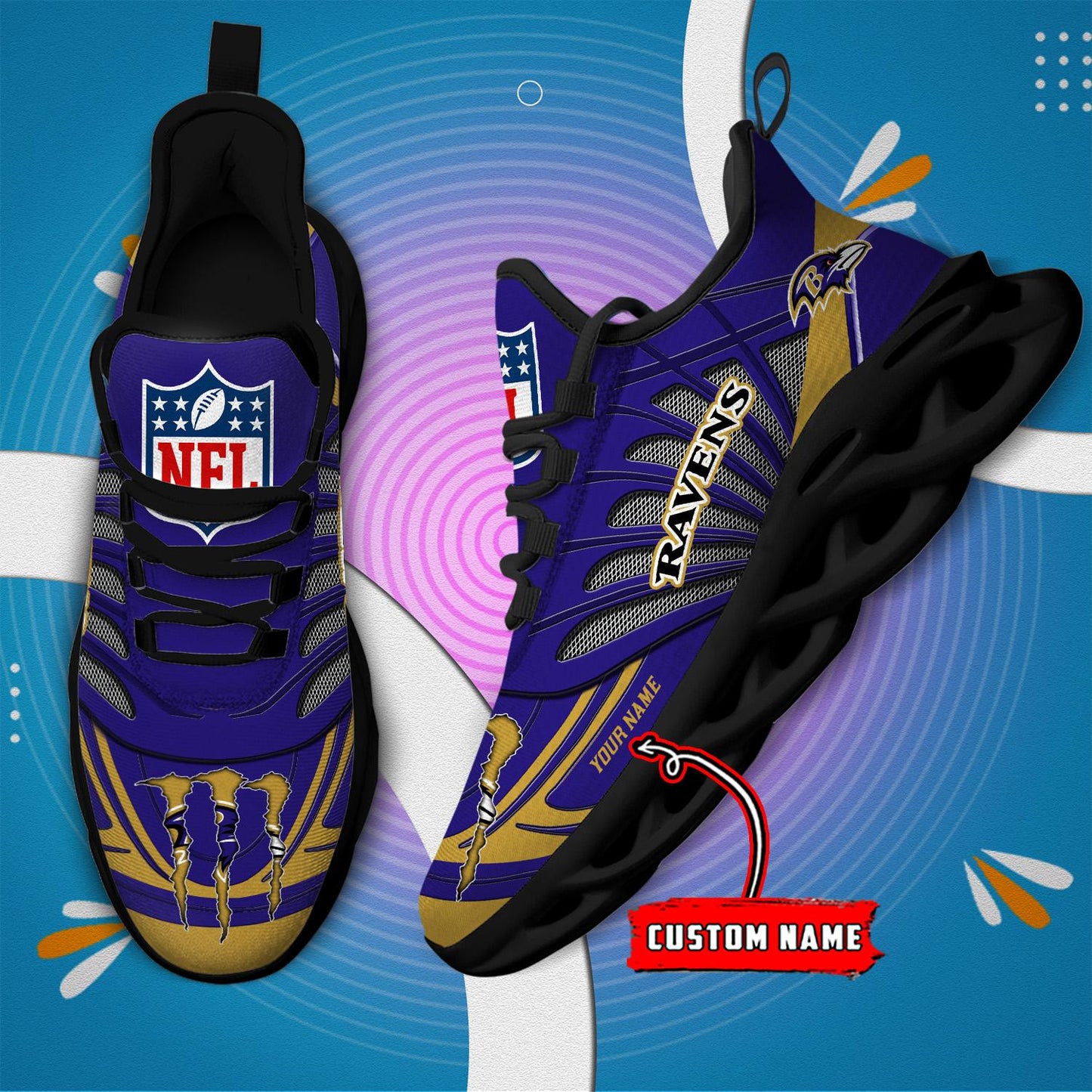 Ideafootwear Baltimore Ravens Max Soul Shoes Sneakers For Men And Women