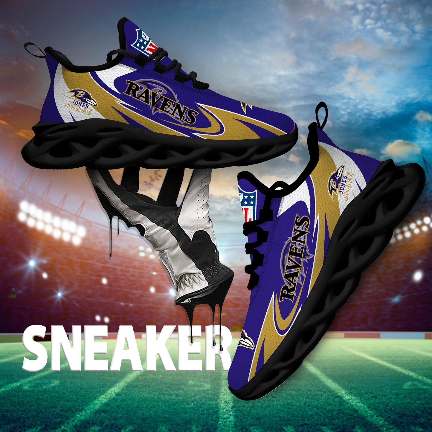 Ideafootwear Baltimore Ravens Max Soul Shoes Sneakers For Men And Women