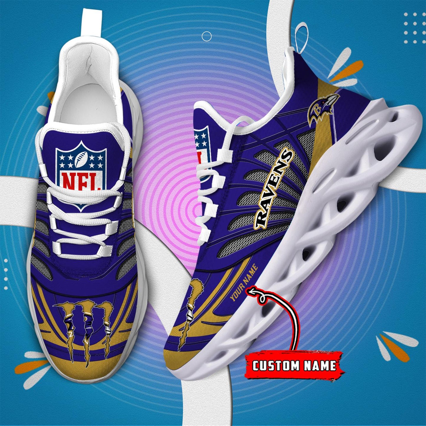 Ideafootwear Baltimore Ravens Max Soul Shoes Sneakers For Men And Women
