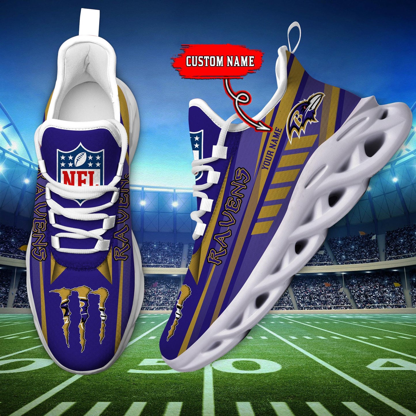 Ideafootwear Baltimore Ravens Max Soul Shoes Sneakers For Men And Women