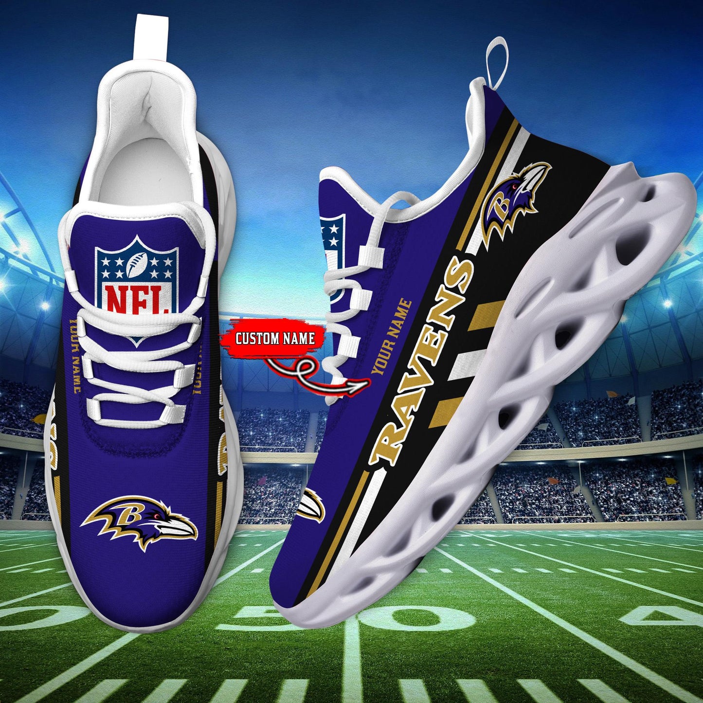Ideafootwear Baltimore Ravens Max Soul Shoes Sneakers For Men And Women